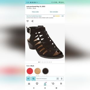 New Comfort View wide width size 10 black sandals